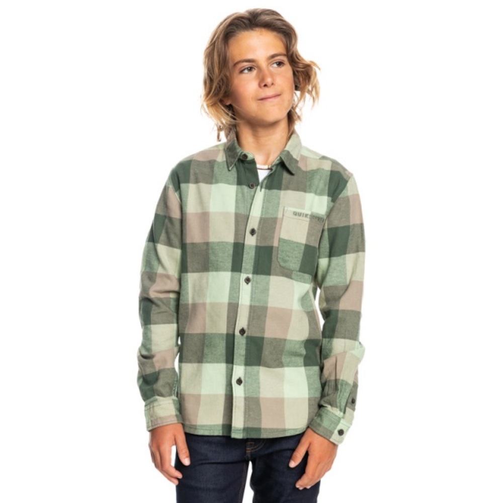 Quiksilver Boys Green Plaid Button-Down Shirt